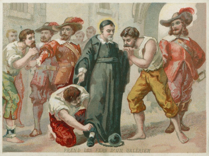 St Vincent de Paul takes the irons of a convict by European School