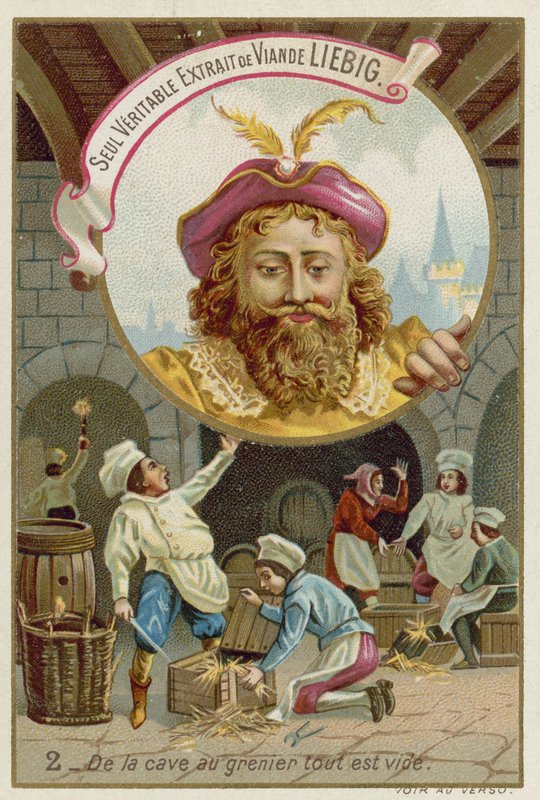 Trade card for Liebig meat extract by European School