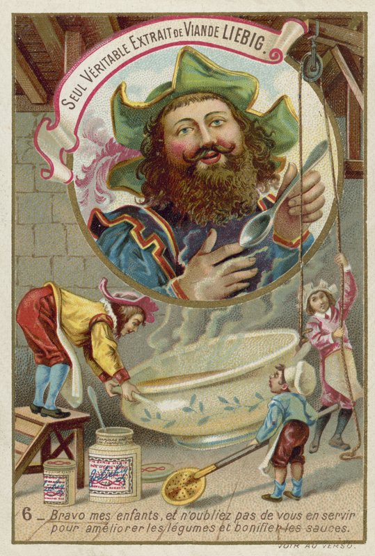 Trade card for Liebig meat extract by European School