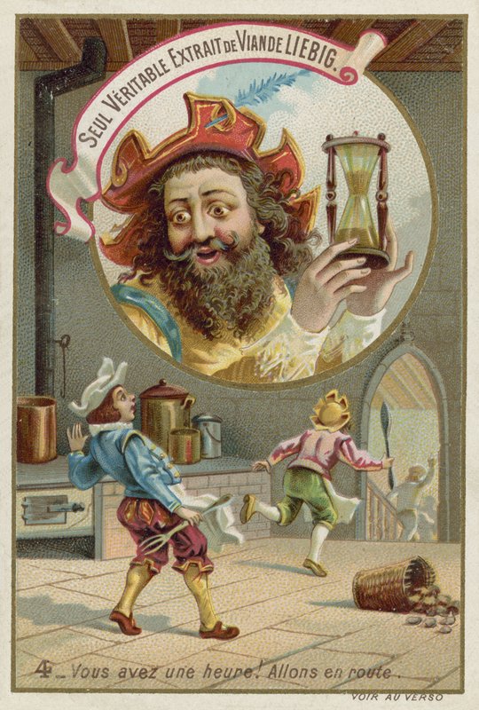 Trade card for Liebig meat extract by European School