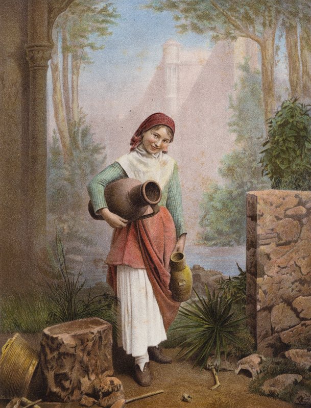 Italian girl collecting water by European Photographer