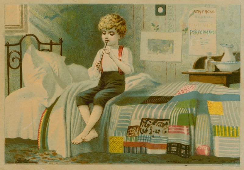 Boy playing a flute by European School