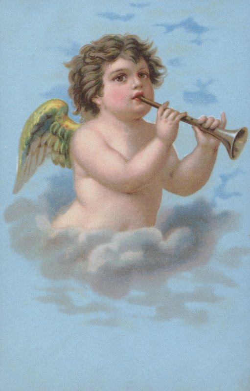 Cherub Playing a Trumpet by European School