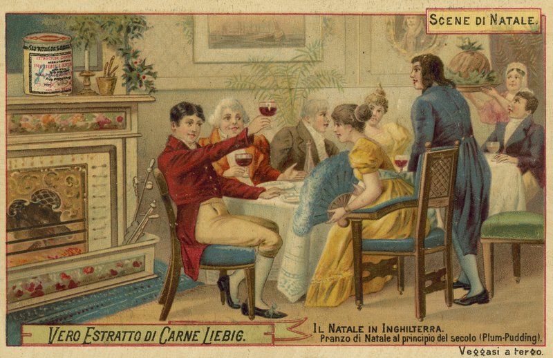 Christmas in England: serving the plum pudding by European School