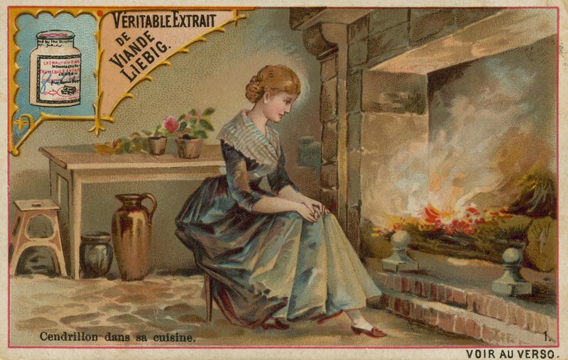 Cinderella by the Kitchen Fire by European School