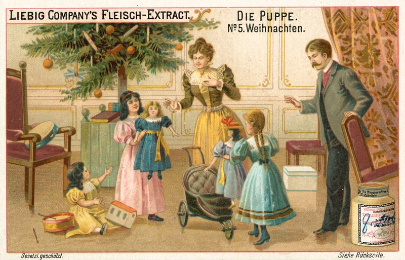 Dolls at Christmas by European School
