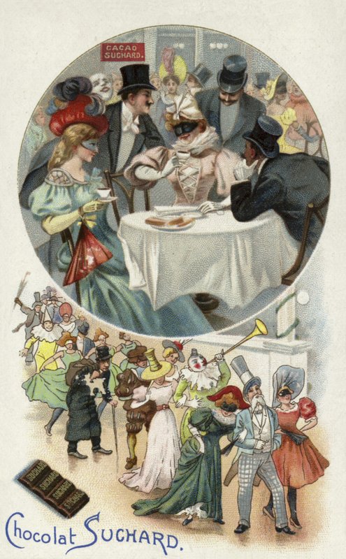 Enjoying Suchard chocolate at a masked ball by European School