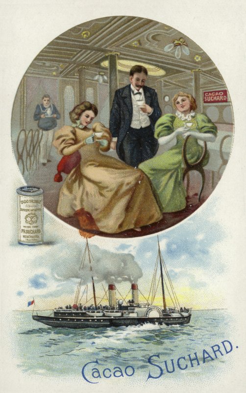 Enjoying Suchard cocoa on board a ship by European School