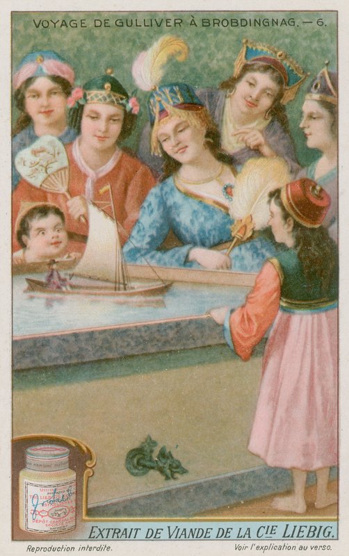 Gulliver in a Toy Boat by European School