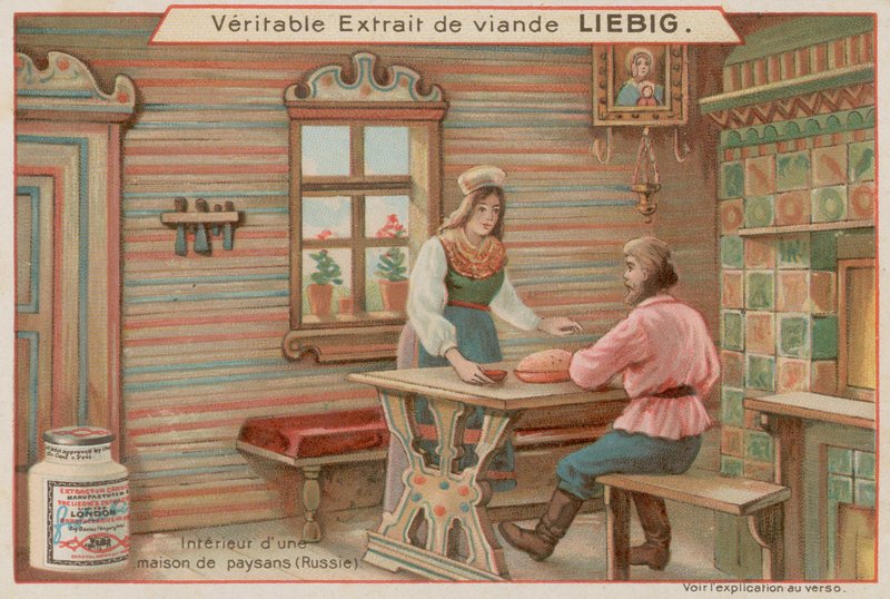Inside a Peasant House in Russia by European School