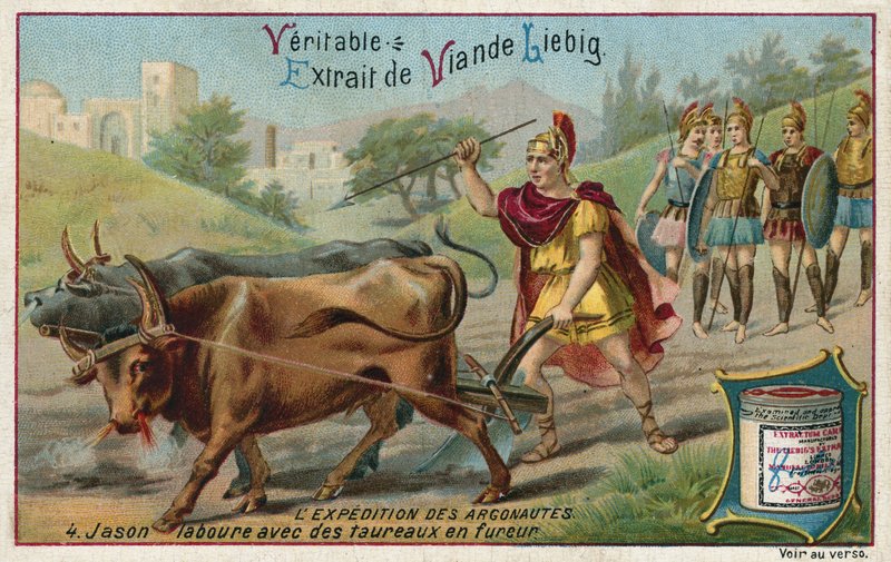 Jason ploughing with the fire-breathing oxen by European School