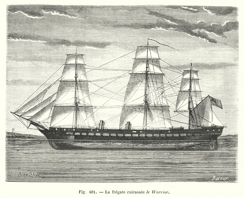 The Armored Frigate Warrior (engraving) by European School