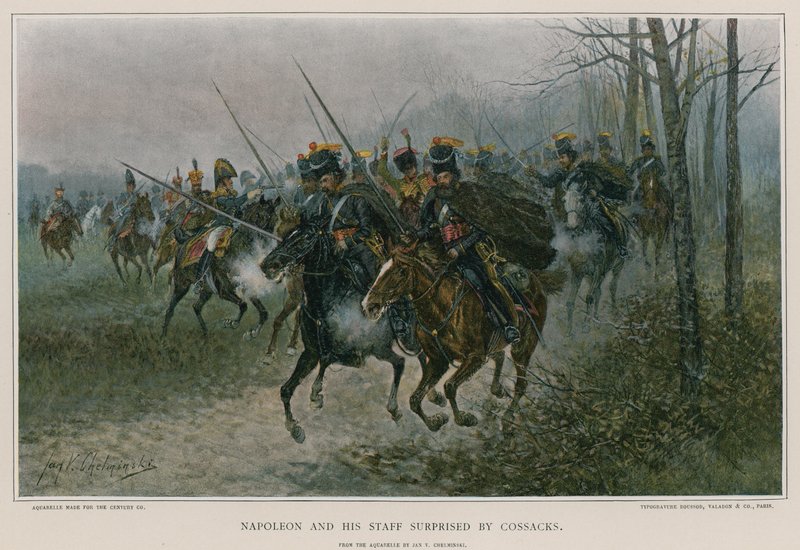 Napoleon and His Staff Surprised by Cossacks by European School