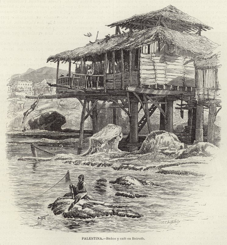 Palestine, Baths and Cafe in Beirut by European School
