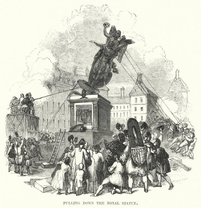 Pulling down the Royal Statue by European School