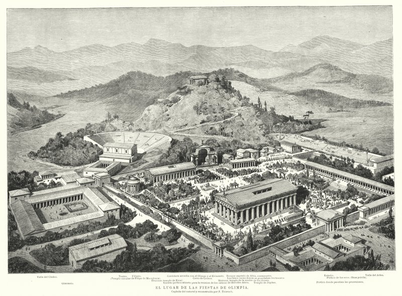 Reconstruction of ancient Olympia, Greece by European School