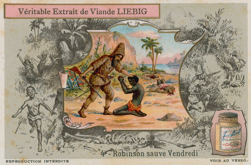 Robinson Crusoe with Man Friday by European School