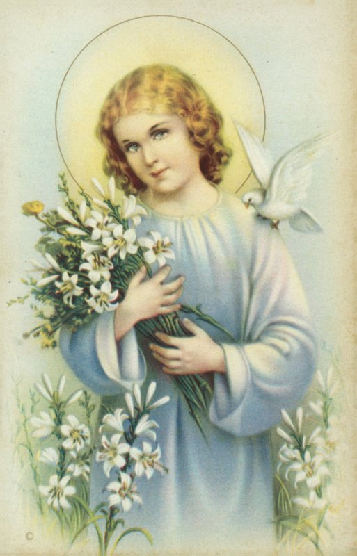 Saint with Dove and Flowers by European School