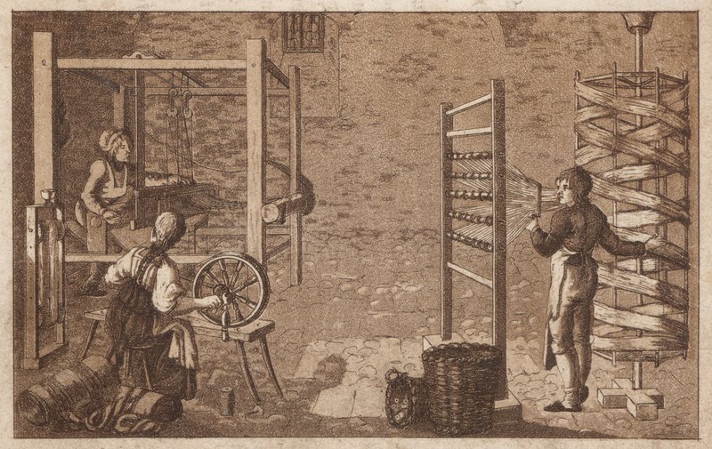 Spinning and Weaving by European School