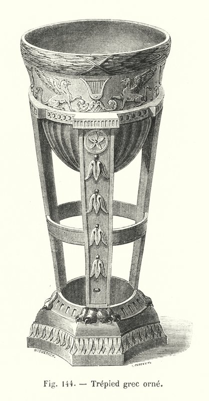 Ornate Greek Tripod (engraving) by European School