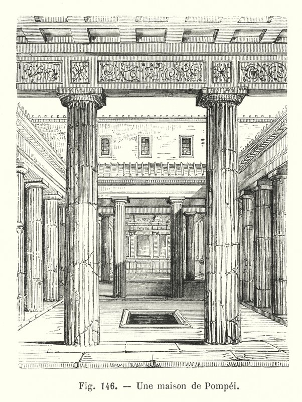 A House in Pompeii (engraving) by European School