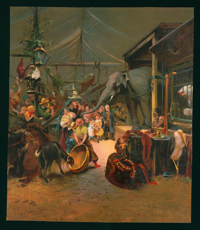 Visitors to a menagerie by European School