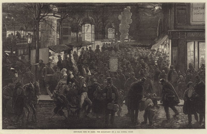 New-Years Fete in Paris, the Boulevards on a Bal d