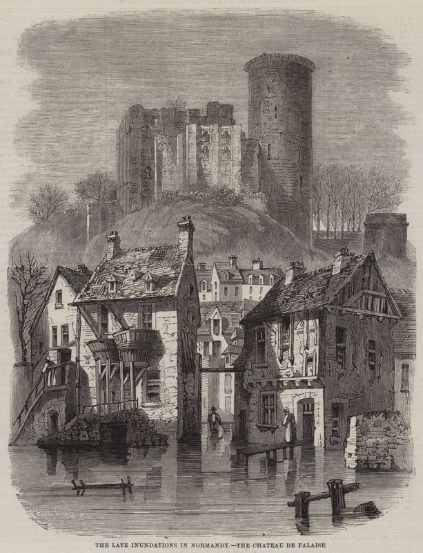 The Late Inundations in Normandy, the Chateau de Falaise by Felix Thorigny