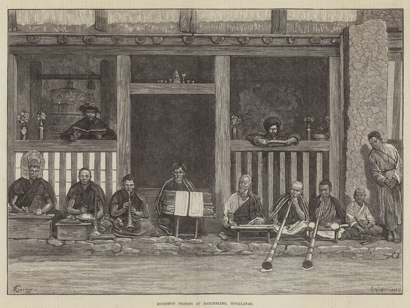Buddhist Priests at Darjeeling, Himalayas by Felix Regamey