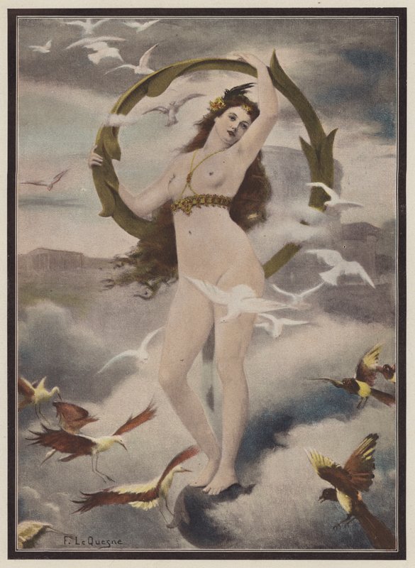 Woman Surrounded by Birds by Fernand Le Quesne