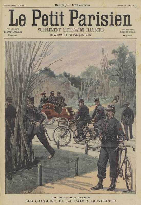 Paris policemen using bicycles by Fortune Louis Meaulle