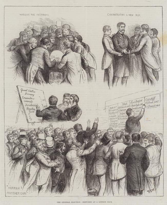 The General Election, Sketches at a London Club by Francis S. Walker