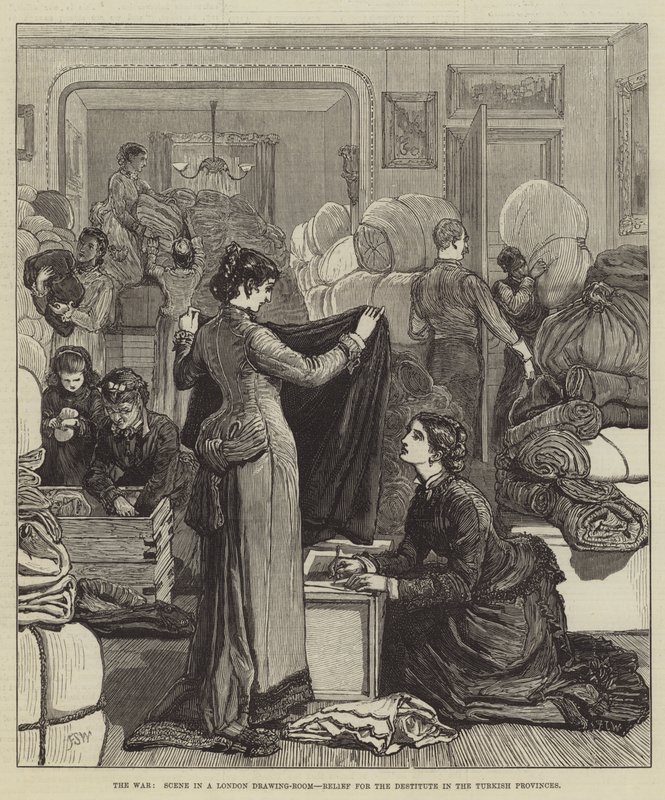 The War, Scene in a London Drawing-Room, Relief for the Destitute in the Turkish Provinces by Francis S. Walker