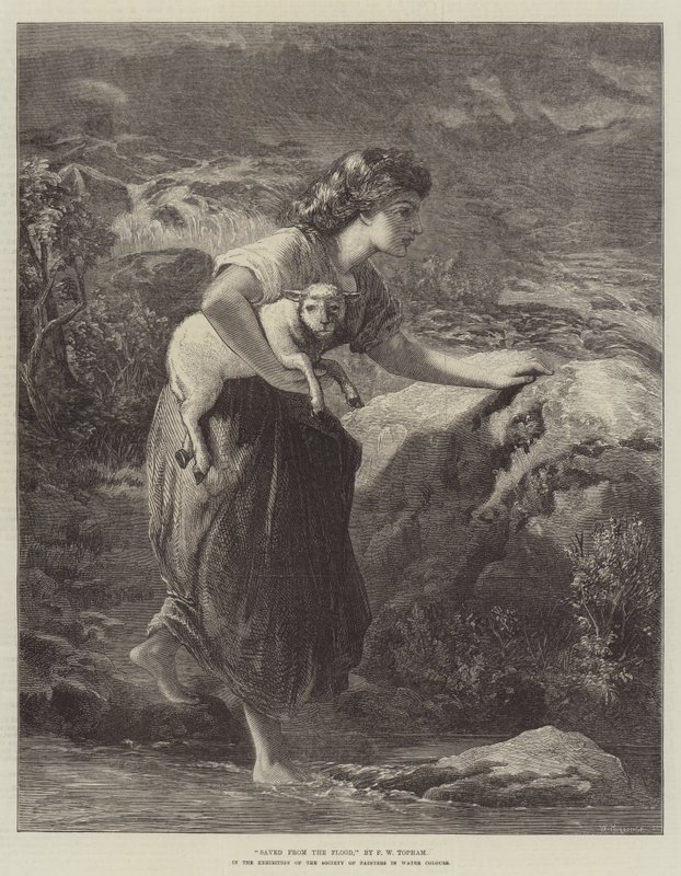 Saved from the Flood, in the Exhibition of the Society of Painters in Water Colours by Francis William Topham