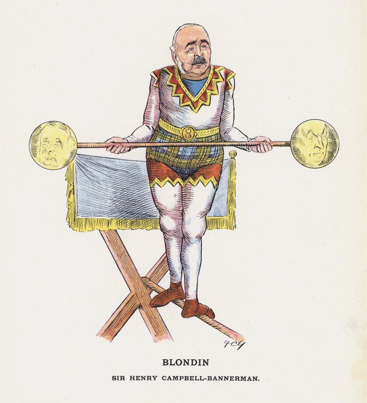 Blondin, Sir Henry Campbell-Bannerman (color lithograph) by Francis Carruthers Gould