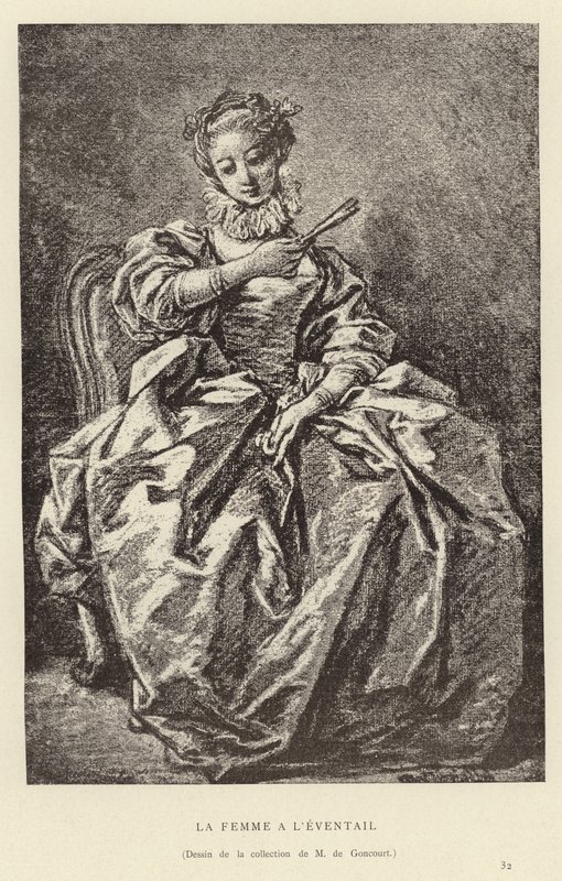 The Woman with the Fan by Francois (after) Boucher