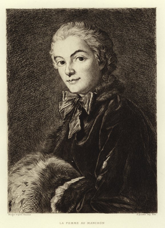 The Woman with the Muff by Francois (after) Boucher