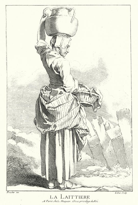 Milkmaid (engraving) by Francois (after) Boucher