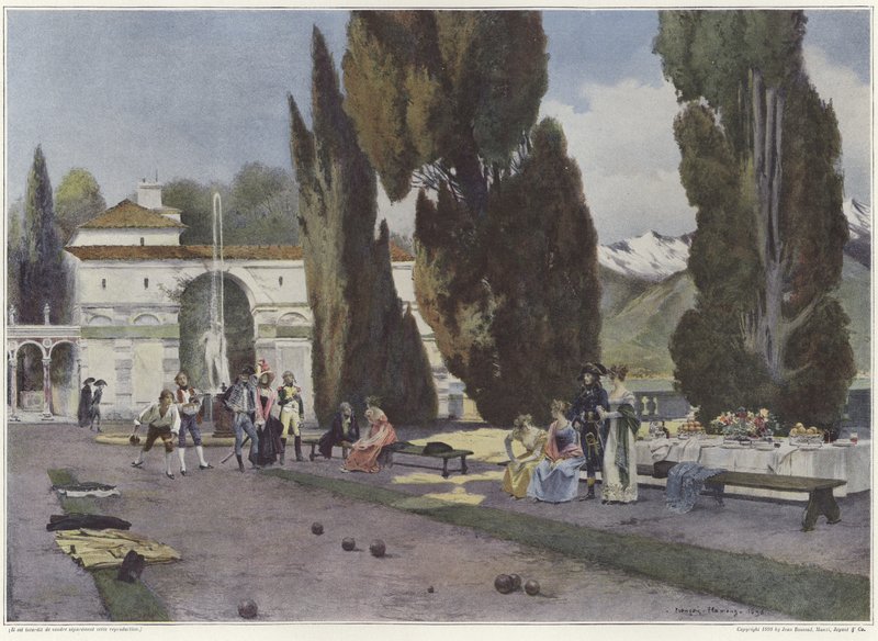 Soldiers Playing Boules During the Italian Campaign by Francois Flameng