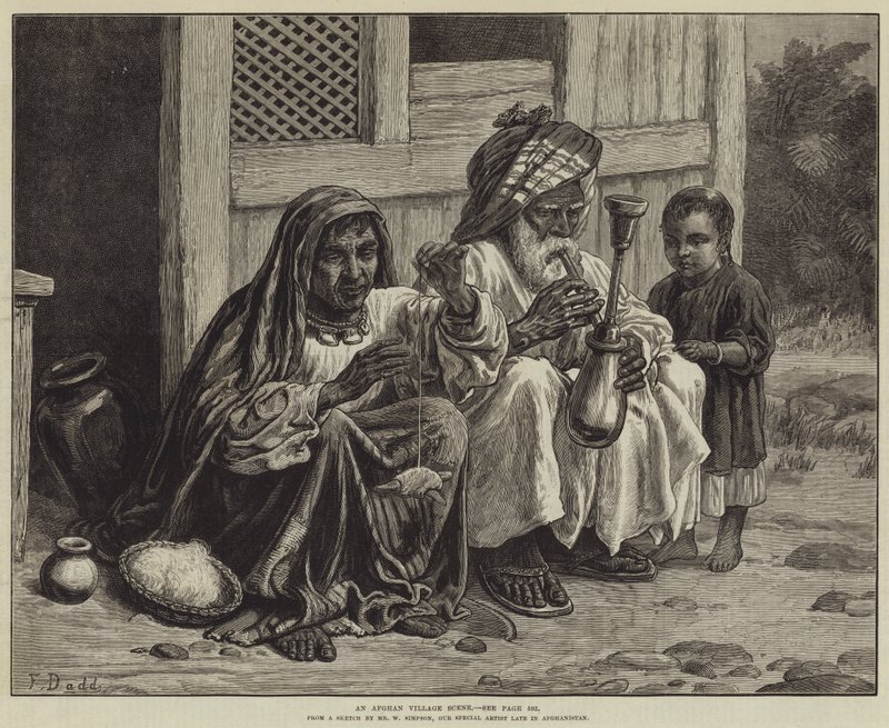 An Afghan Village Scene by Frank Dadd