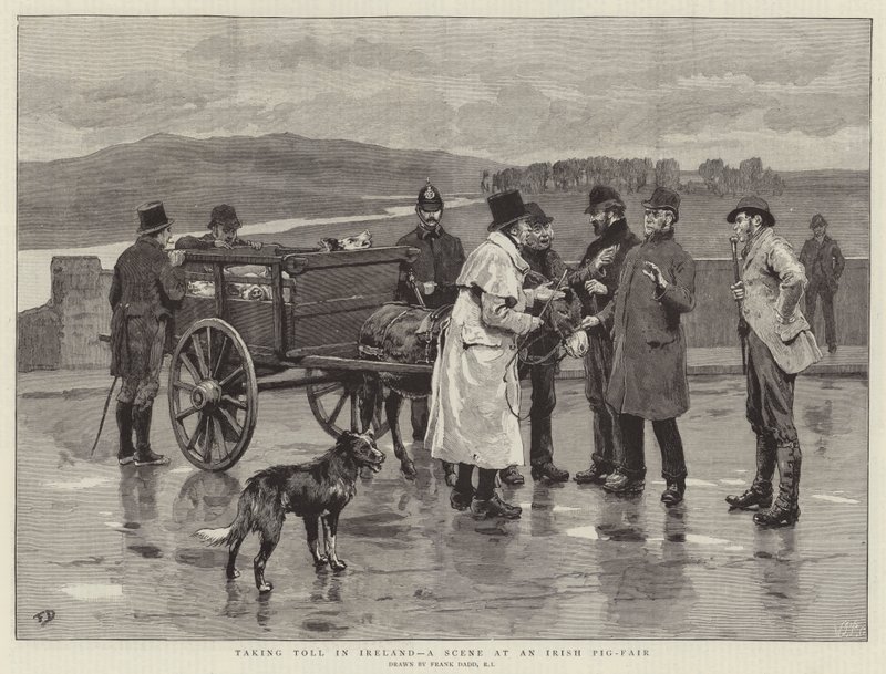 Taking toll in Ireland, a Scene at an Irish Pig-Fair by Frank Dadd
