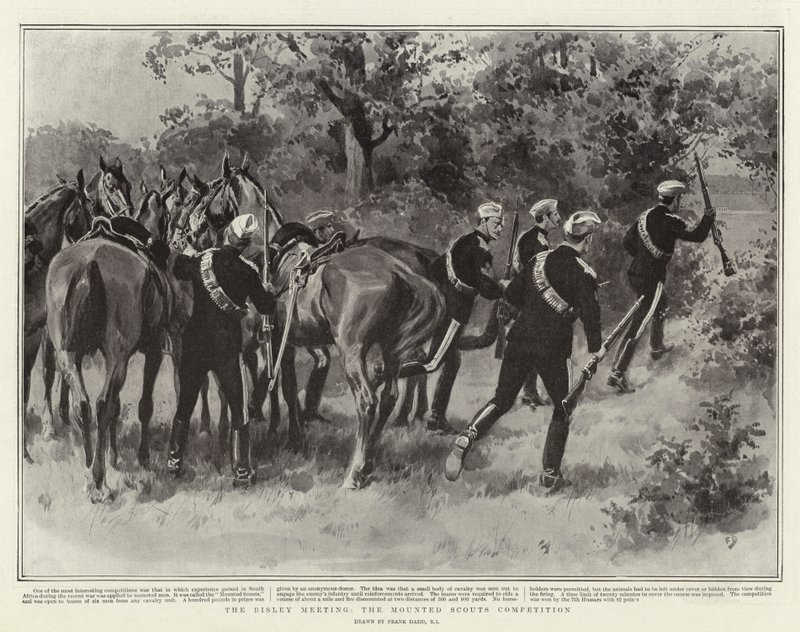 The Bisley Meeting, the Mounted Scouts Competition by Frank Dadd