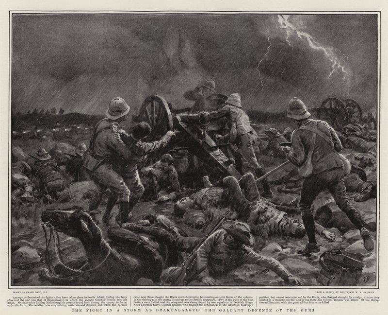 The Fight in a Storm at Brakenlaagte, the Gallant Defence of the Guns by Frank Dadd
