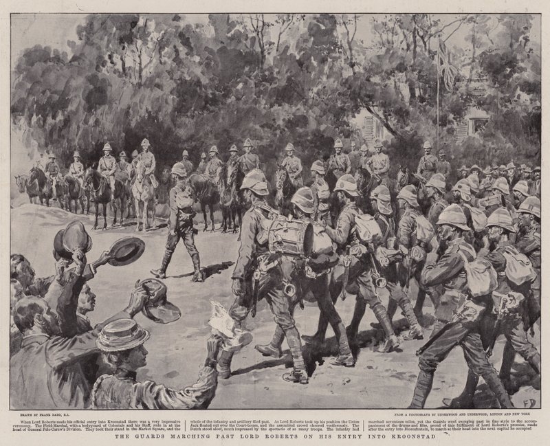 The Guards Marching Past Lord Roberts on his Entry into Kroonstad by Frank Dadd