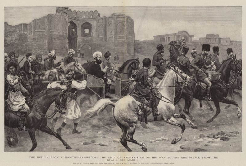 The Return from a Shooting-Expedition, the Amir of Afghanistan on his Way to the Erg Palace from the Bala Hirsa Marsh by Frank Dadd