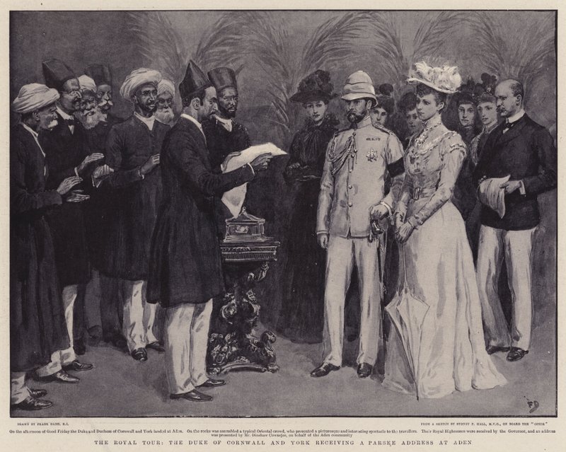 The Royal Tour, the Duke of Cornwall and York Receiving a Parsee Address at Aden by Frank Dadd