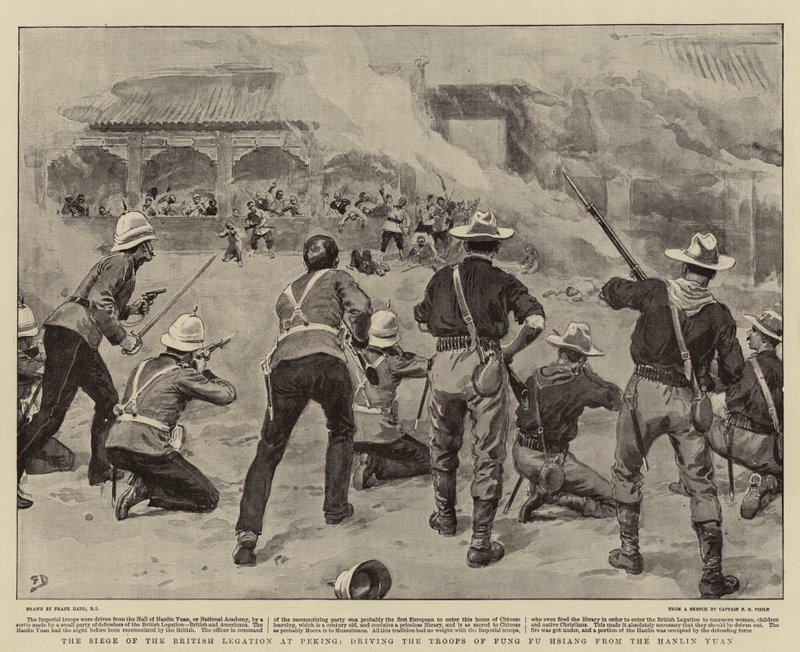 The Siege of the British Legation at Peking, Driving the Troops of Fung Fu Hsiang from the Hanlin Yuan by Frank Dadd