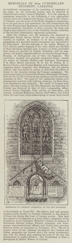 Memorials in Carlisle Cathedral to the 34th Regiment by Frank Watkins