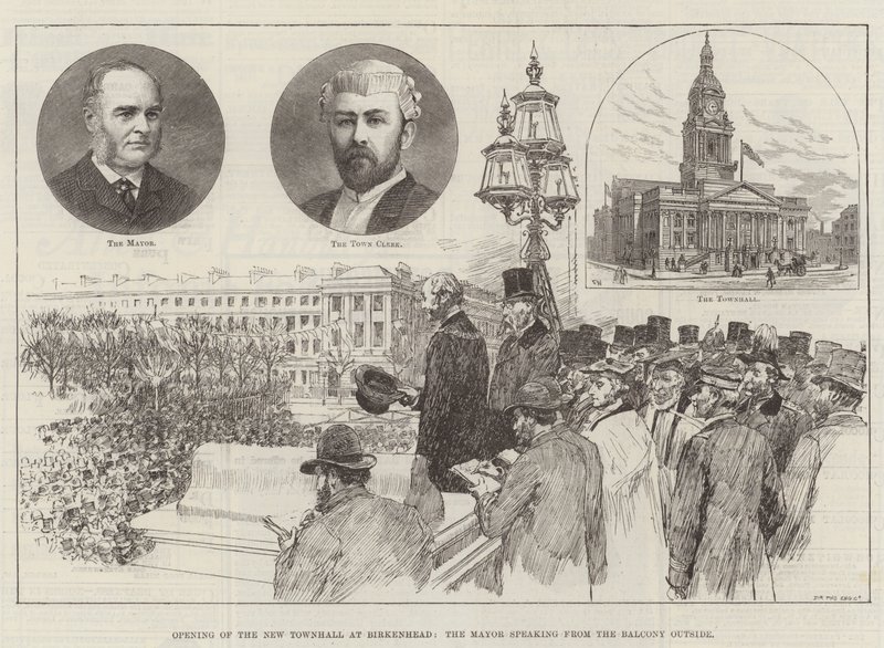 Opening of the New Townhall at Birkenhead, the Mayor Speaking from the Balcony Outside by Frank Watkins