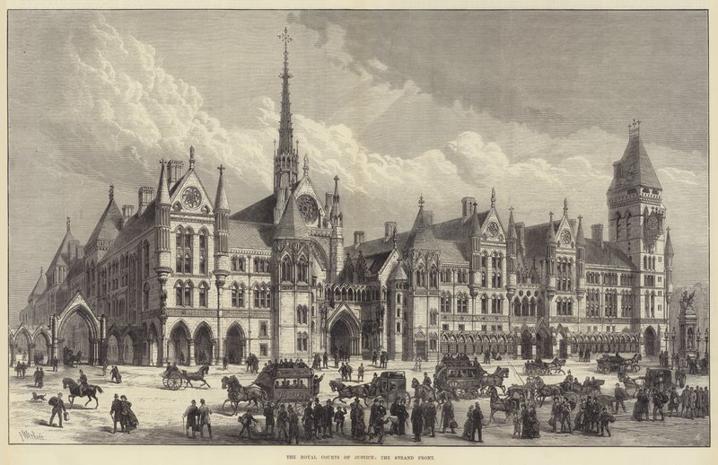 The Royal Courts of Justice, the Strand Front by Frank Watkins